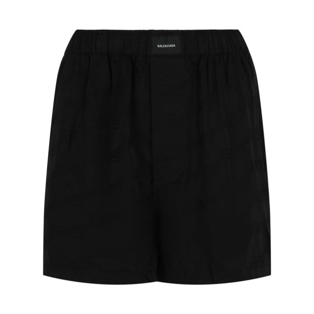 Balenciaga BB Monogram Pajama Shorts Black Womens